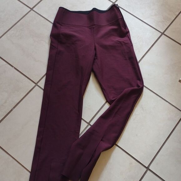 Athleta Interstellar Tight maroon red pants w split leg zip side high rise 2 - Picture 3 of 9
